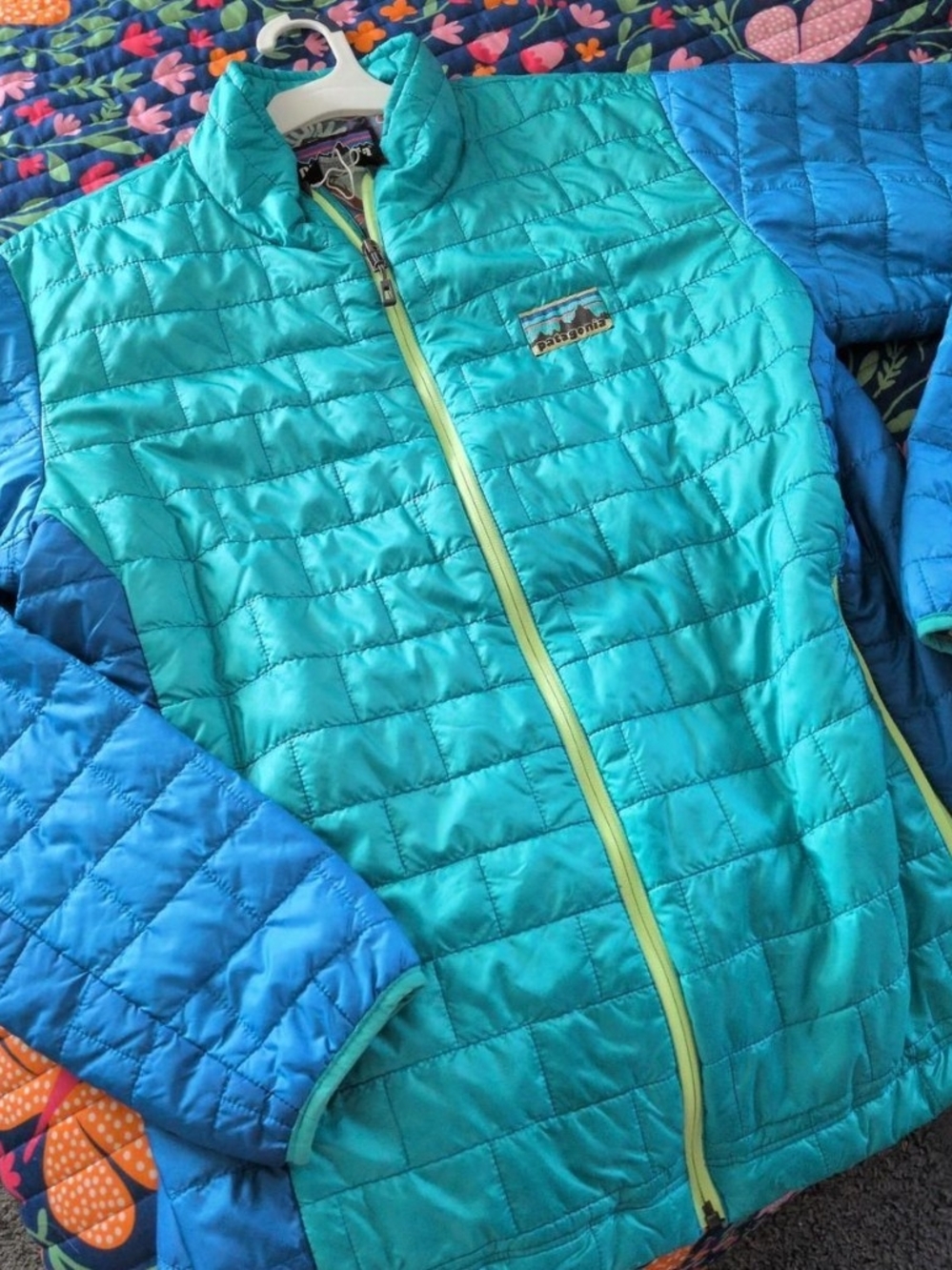 Patagonia Nano Puff Mens Medium Colorblock 90s Blue Winter Fall Jacket Coat Zip